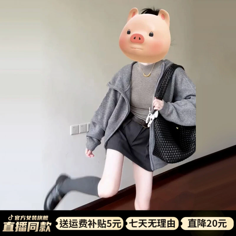 韩系慵懒风连帽卫衣针织外套女2025秋季爆款洋气秋季显瘦毛衣外套