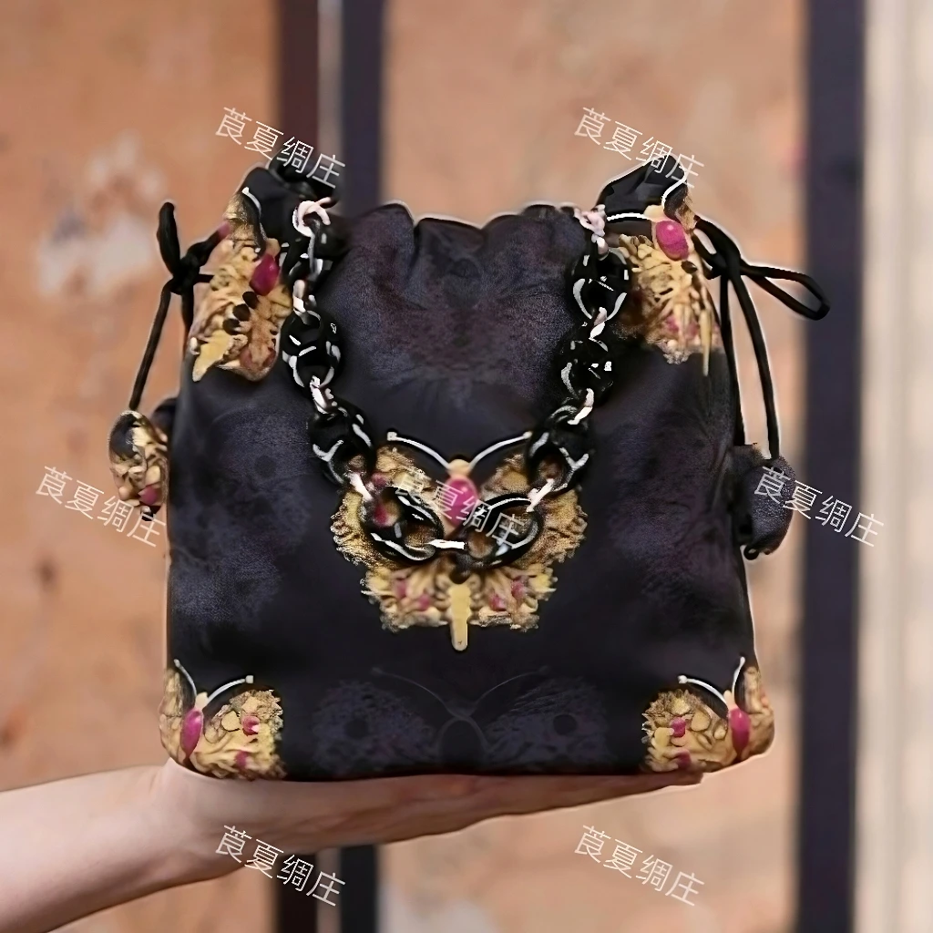 【水桶包】新中式香云花萝26*20cm暗纹提花调节斜挎包小巧国风百搭