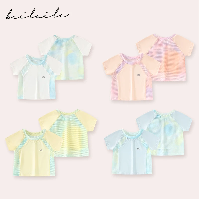 【晕染运动短袖T恤 小洛妈咪】婴儿装男女童T恤休闲宝宝衫夏上衣E23