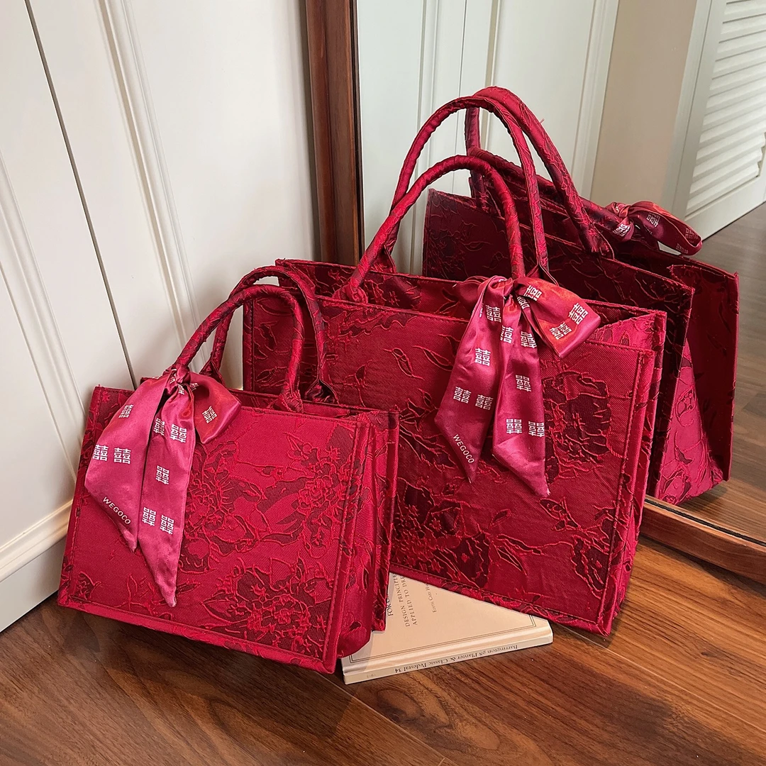 大红色结婚手提包包女式2025新款通勤百搭单肩包新中式喜庆新娘包