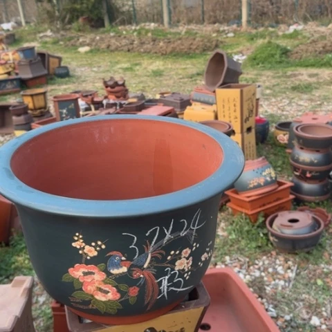 红陶紫砂花盆盆景盆栽瑕疵