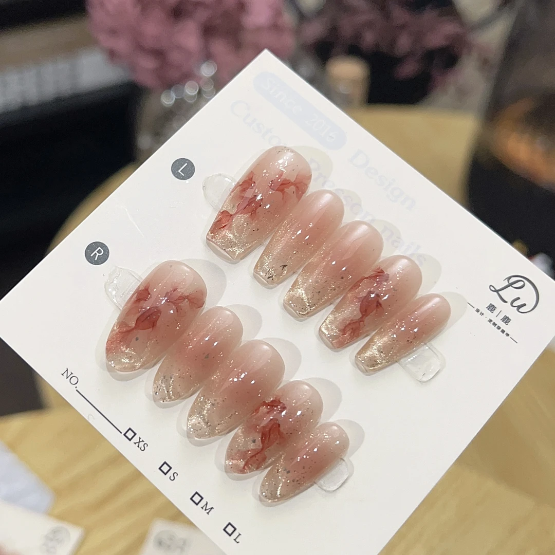 【年年有余】鹿鹿家-纯手工穿戴甲纯手绘水彩锦鲤金鱼水波猫眼X