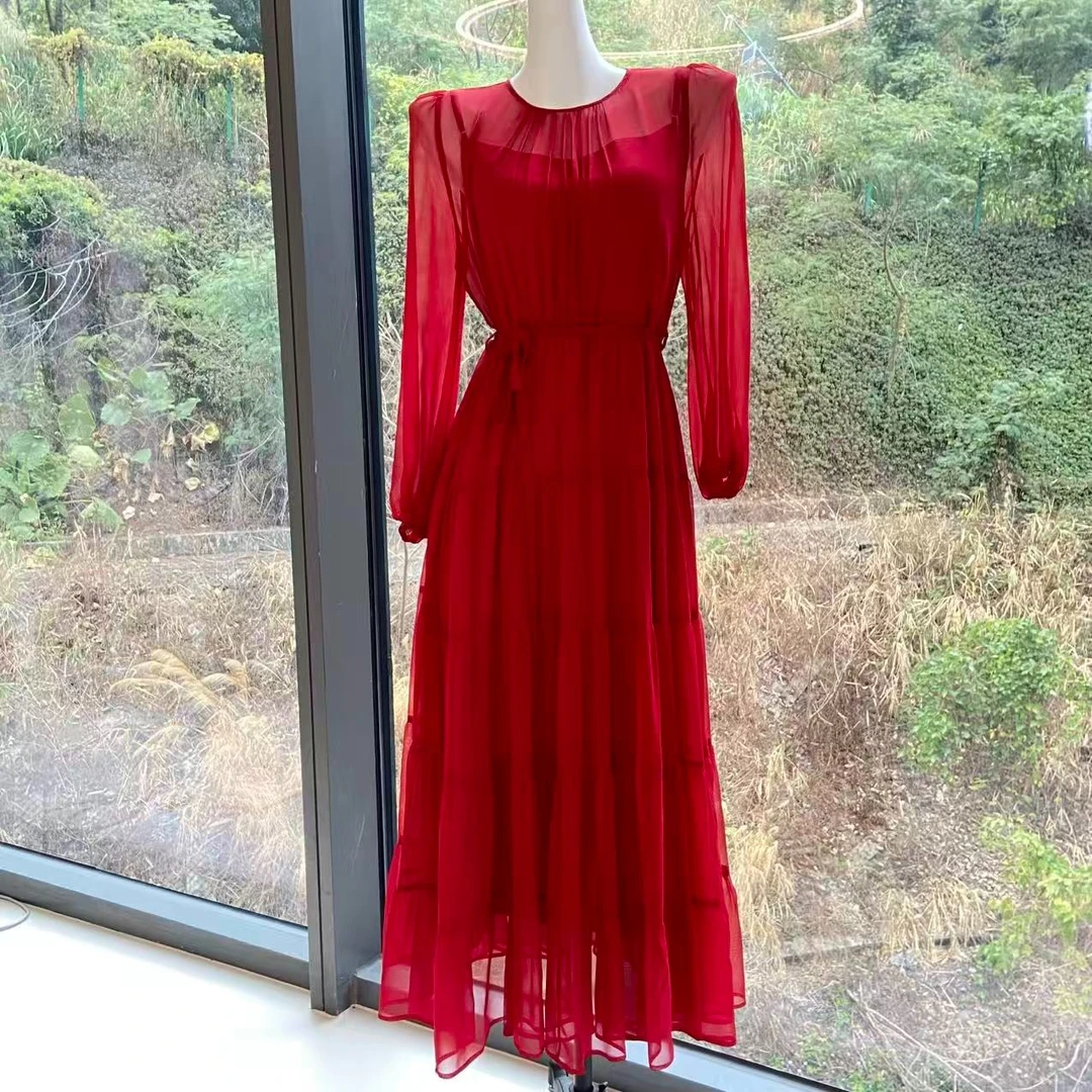 新【丫丫真丝】重磅100桑蚕丝真丝连衣裙 H0506