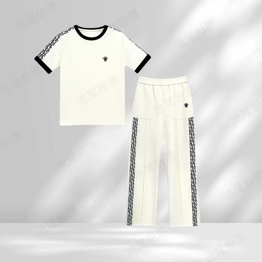 2025夏季新款织带拼接设计感休闲时尚显瘦洋气两件套女时尚套装女