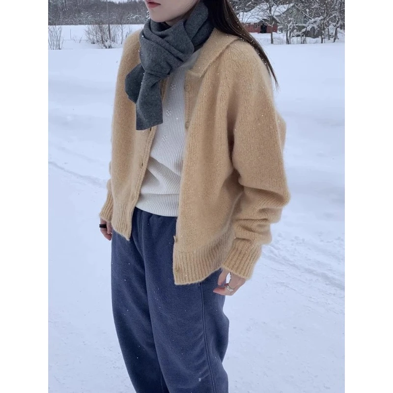 严可莱【温柔至上】美娜ding染纱线羊毛50翻领毛衣
