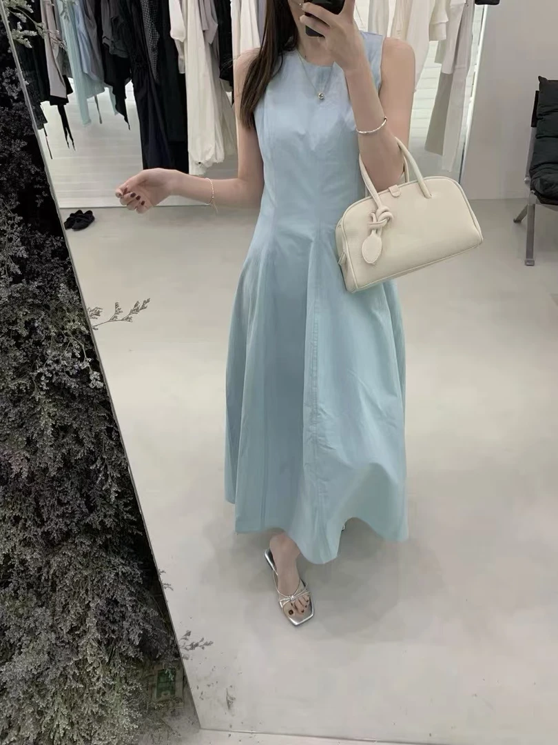 【NO退NO换】韩系气质鱼骨线收腰设计感显瘦背心连衣裙8396 无口袋