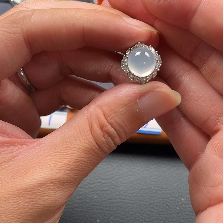 翡翠银S925镶嵌戒指缅甸A货翡翠