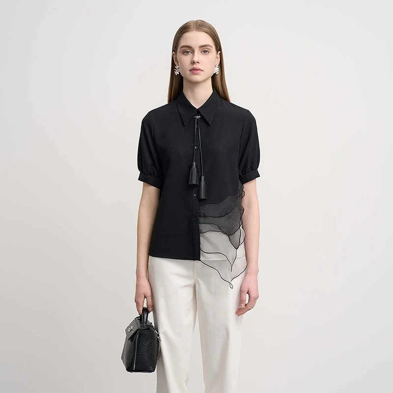 圣迪奥夏季法式高端时尚休闲百搭衬衫S252Z0406