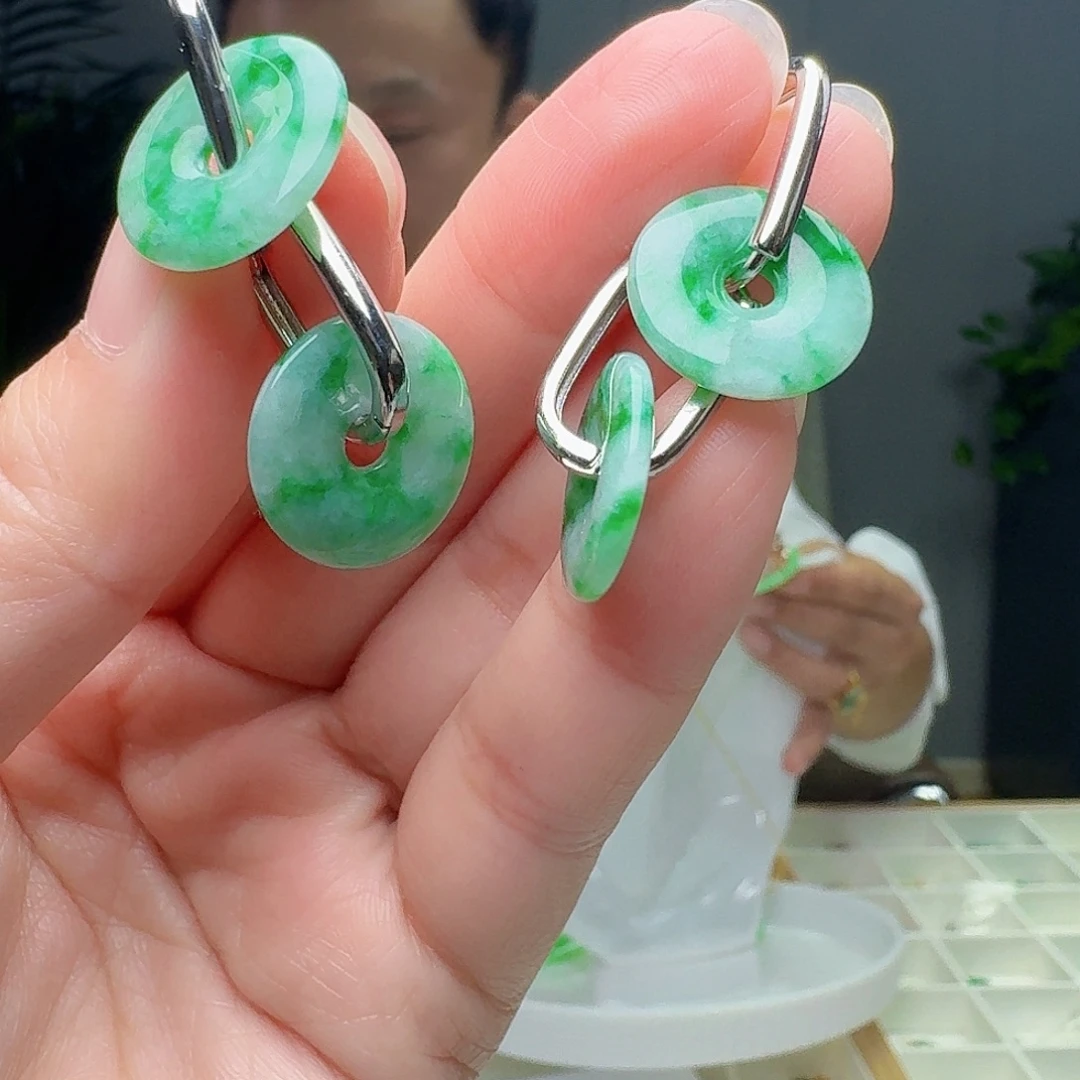 翡翠银S925镶嵌耳饰多样性发货其一