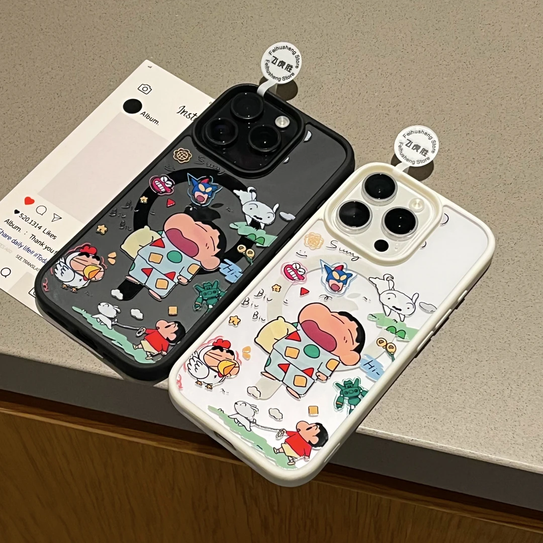 飞虎胜可爱睡觉小新适用苹果16Promax手机壳15/14/1312磁吸壳男女