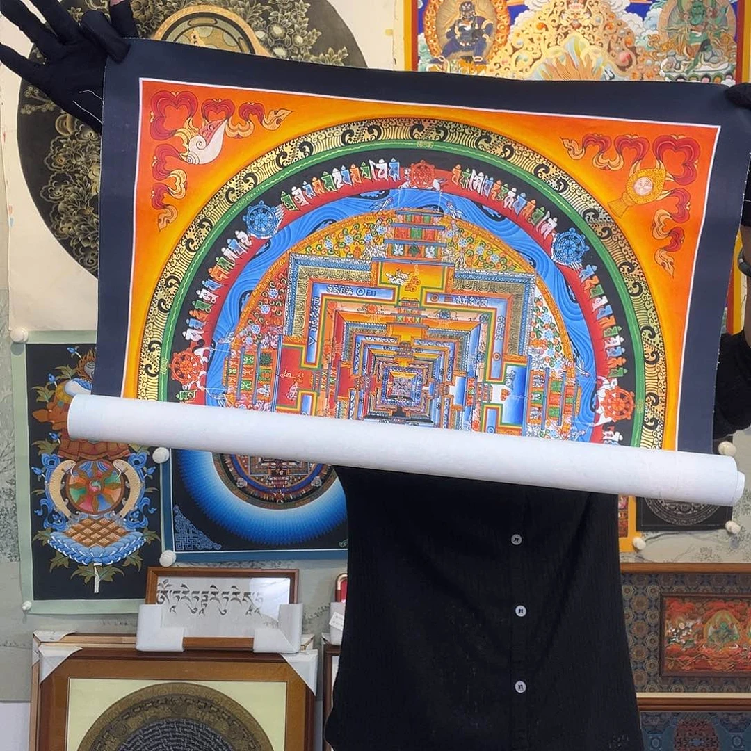 卷轴画纯手绘坛城唐卡50厘米左右