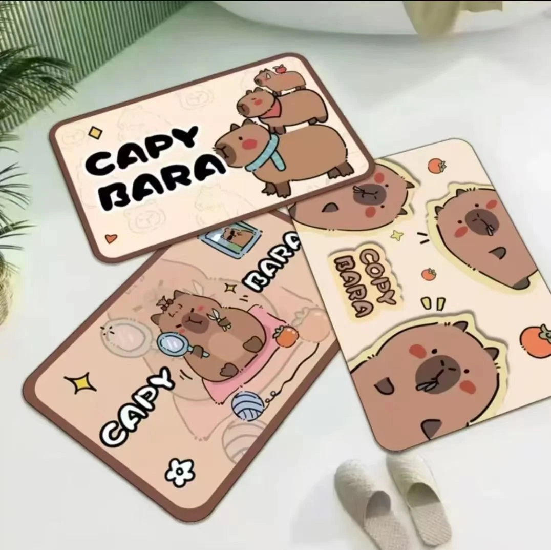 卡皮巴拉40*60CM三件装 防滑橡胶底浴室卫生间门口地垫速干