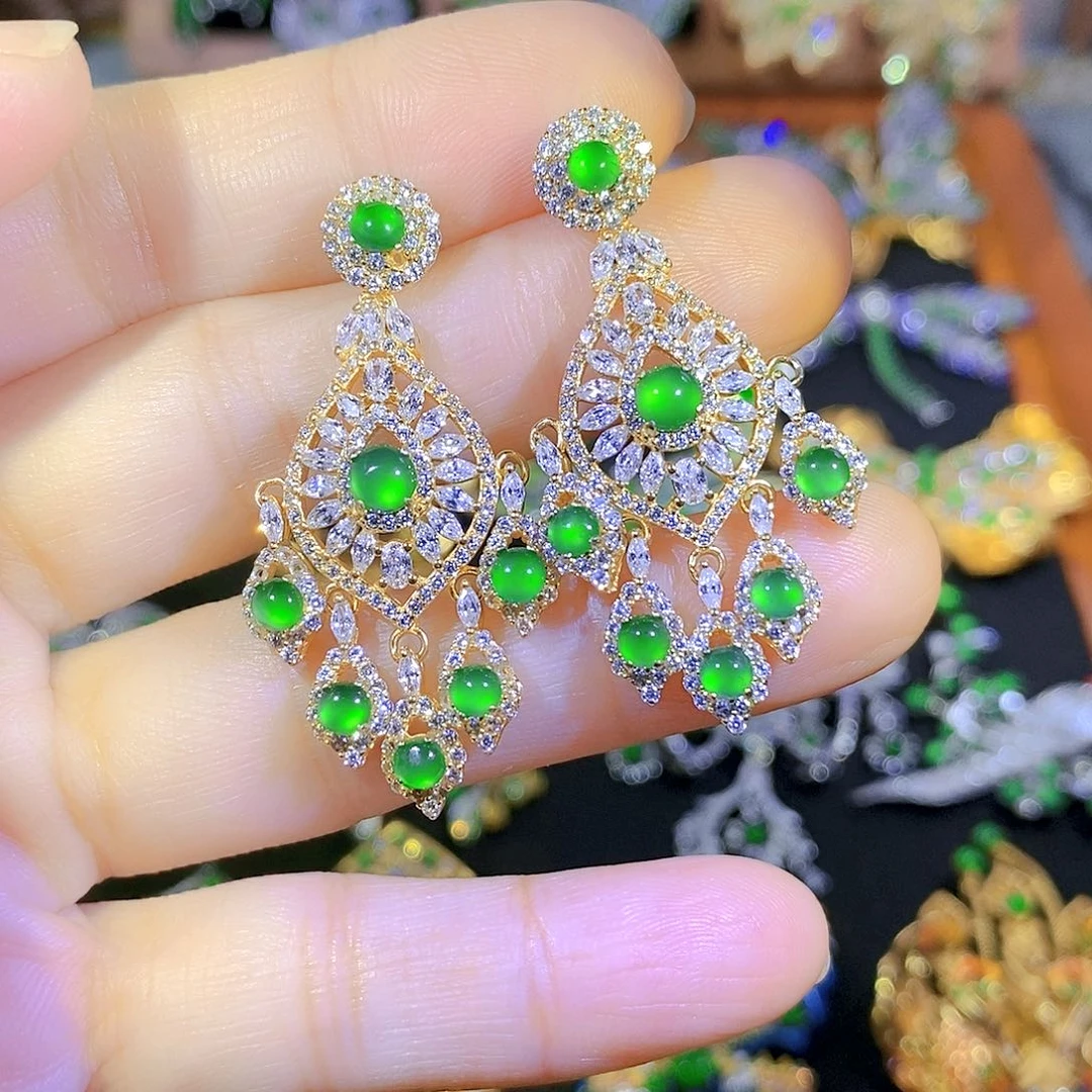 吊坠(不含链)银S925镶嵌翡翠