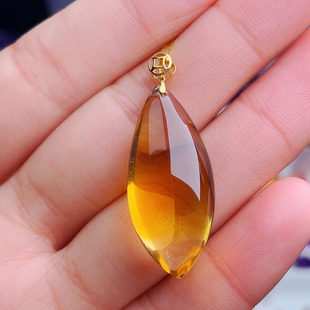 颈饰18K金镶嵌黄晶天然保真