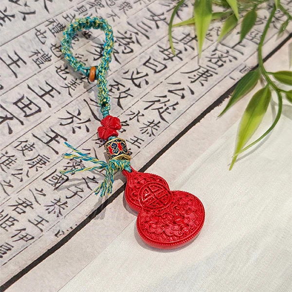 敕炼 含辰砂工艺品【福禄】红砂挂饰 包挂