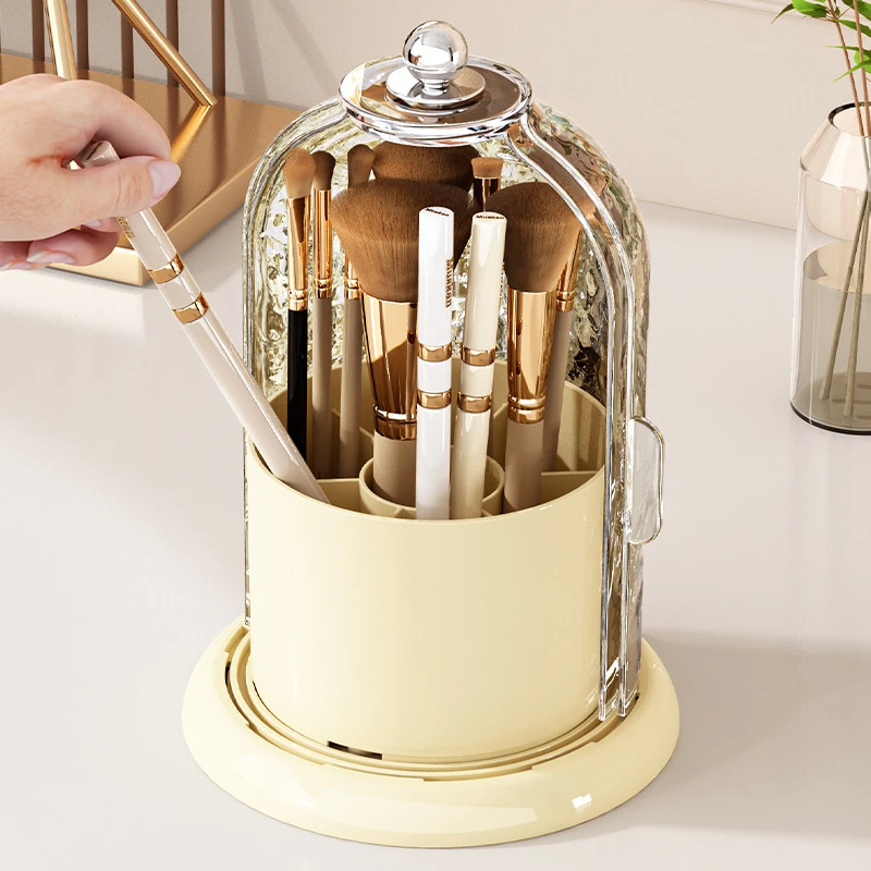 网红轻奢化妆品收纳盒防尘桌面收纳箱梳妆台口红盒护肤品刷置物架