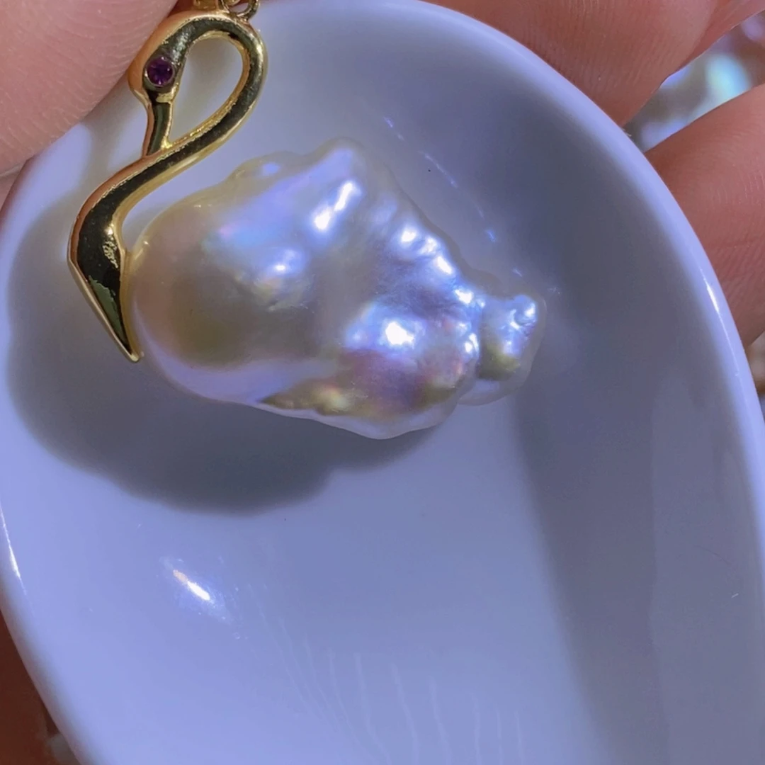 银S925镶嵌淡水珍珠微瑕