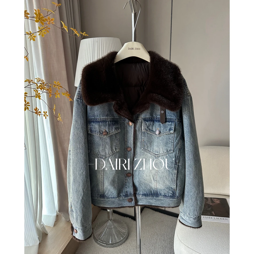 DAIRI  ZHOU▪️久驻的家园   100棉翻毛领加绒牛仔外套保暖复古风