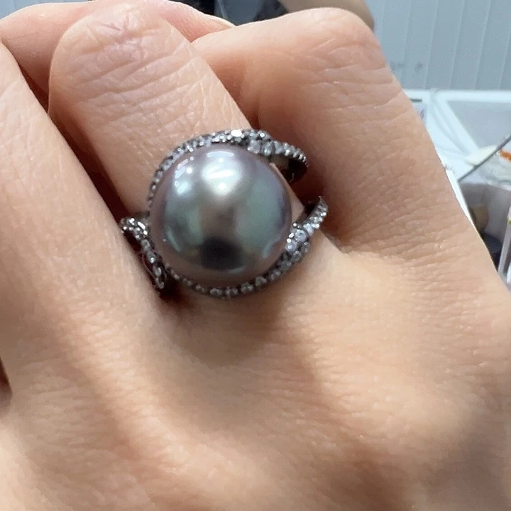 银S925镶嵌戒指海水珍珠