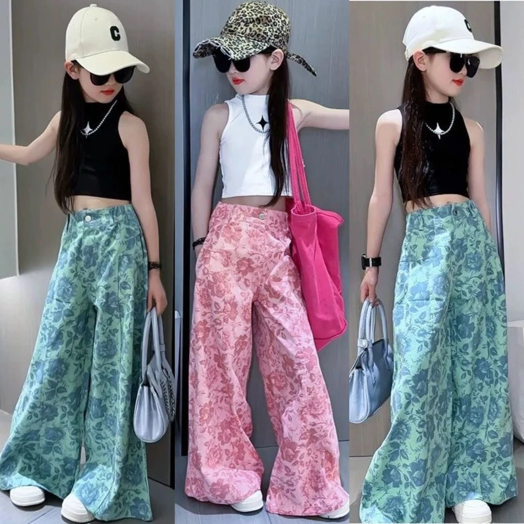 【断码】女童套装2025夏季新款气质百搭拖地裤女童宽松阔腿