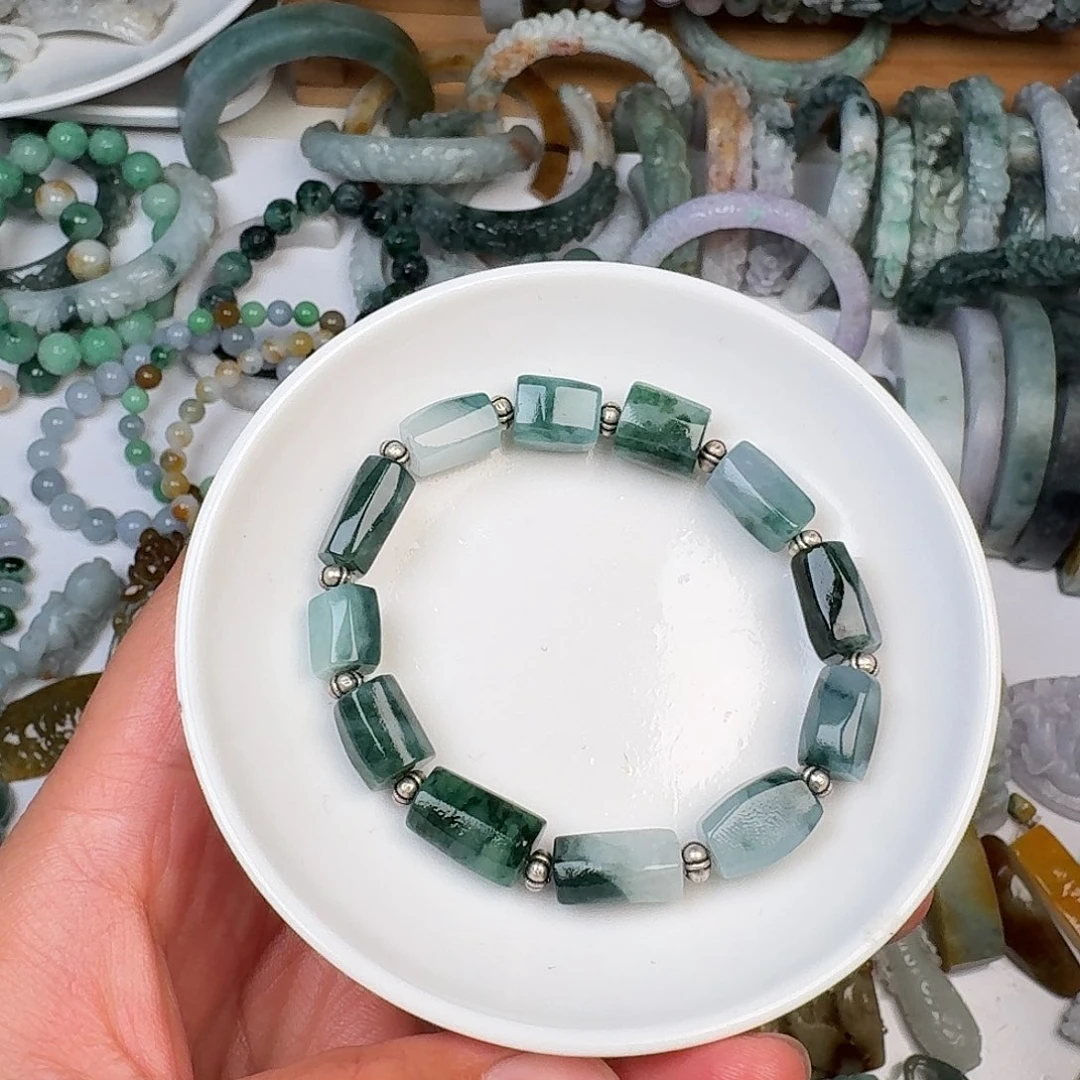 翡翠未镶嵌手链蓝水手串