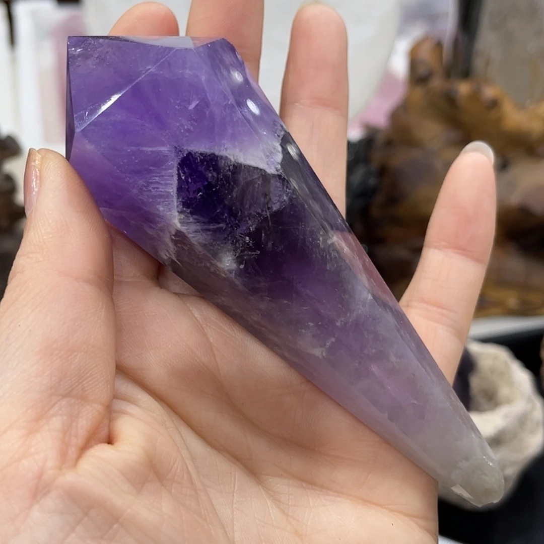 未镶嵌珠宝半成品水晶梦幻紫水晶权杖