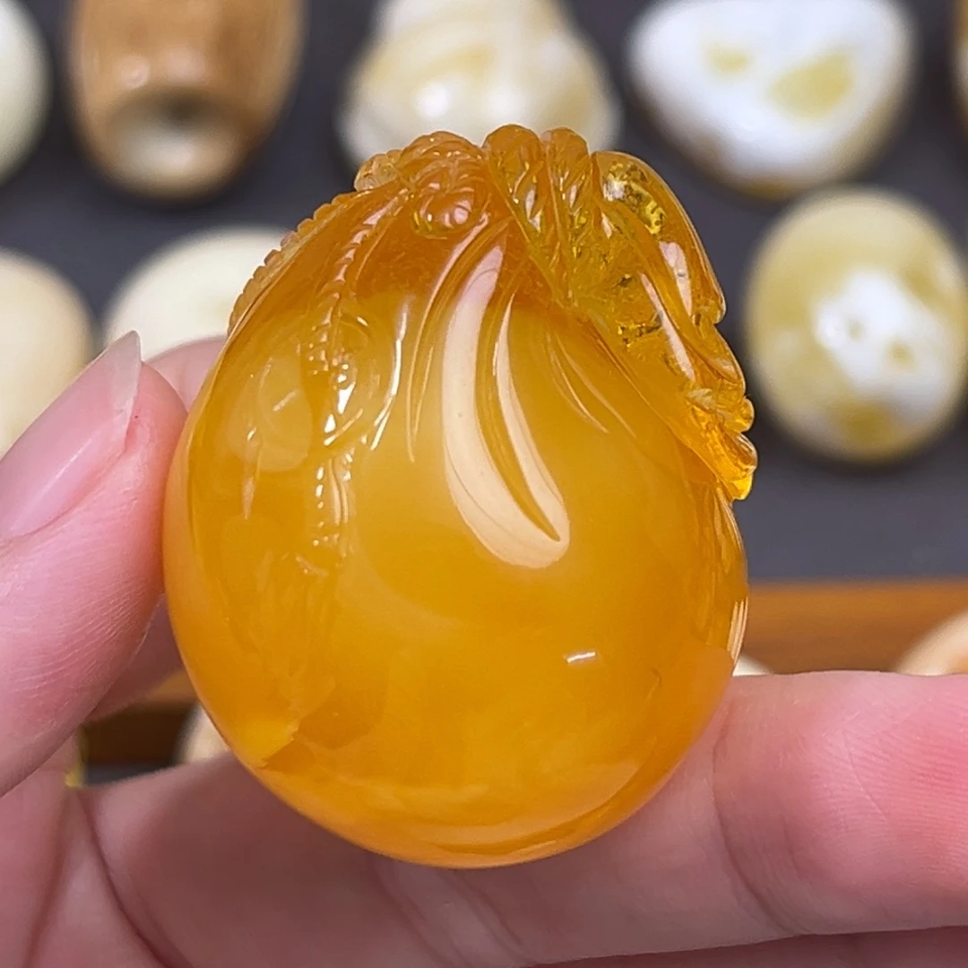 未镶嵌蜜蜡珠宝奇石橘红钱袋