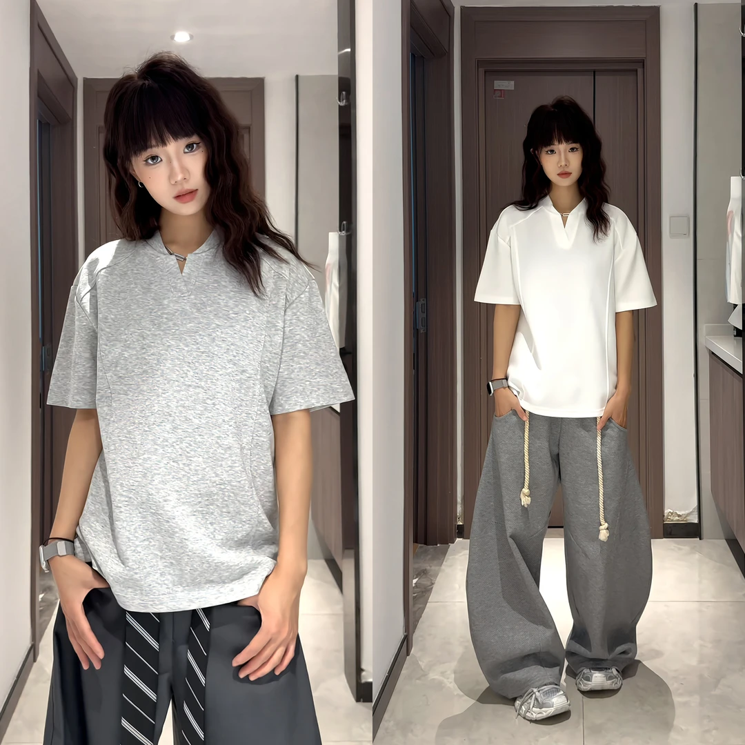 拼接短袖polo衫男款夏季美式cleanfit痞帅t恤美式正肩v领大码半袖