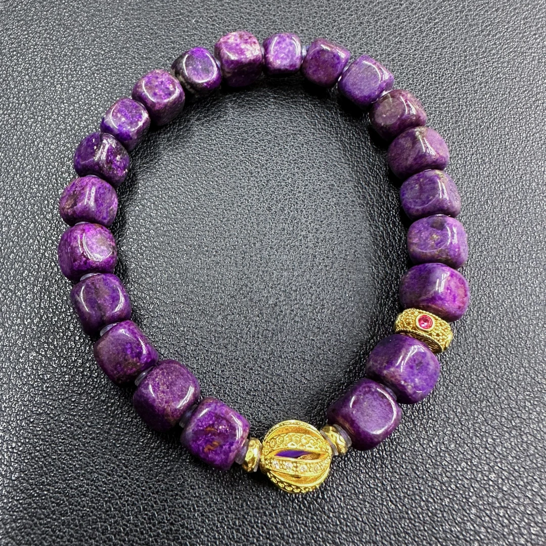 7129舒俱来玲珑骰满紫南瓜金珠18k金手串多样性发一