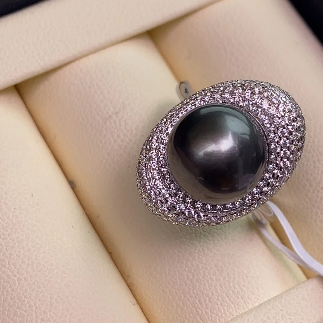 银S925镶嵌戒指海水珍珠