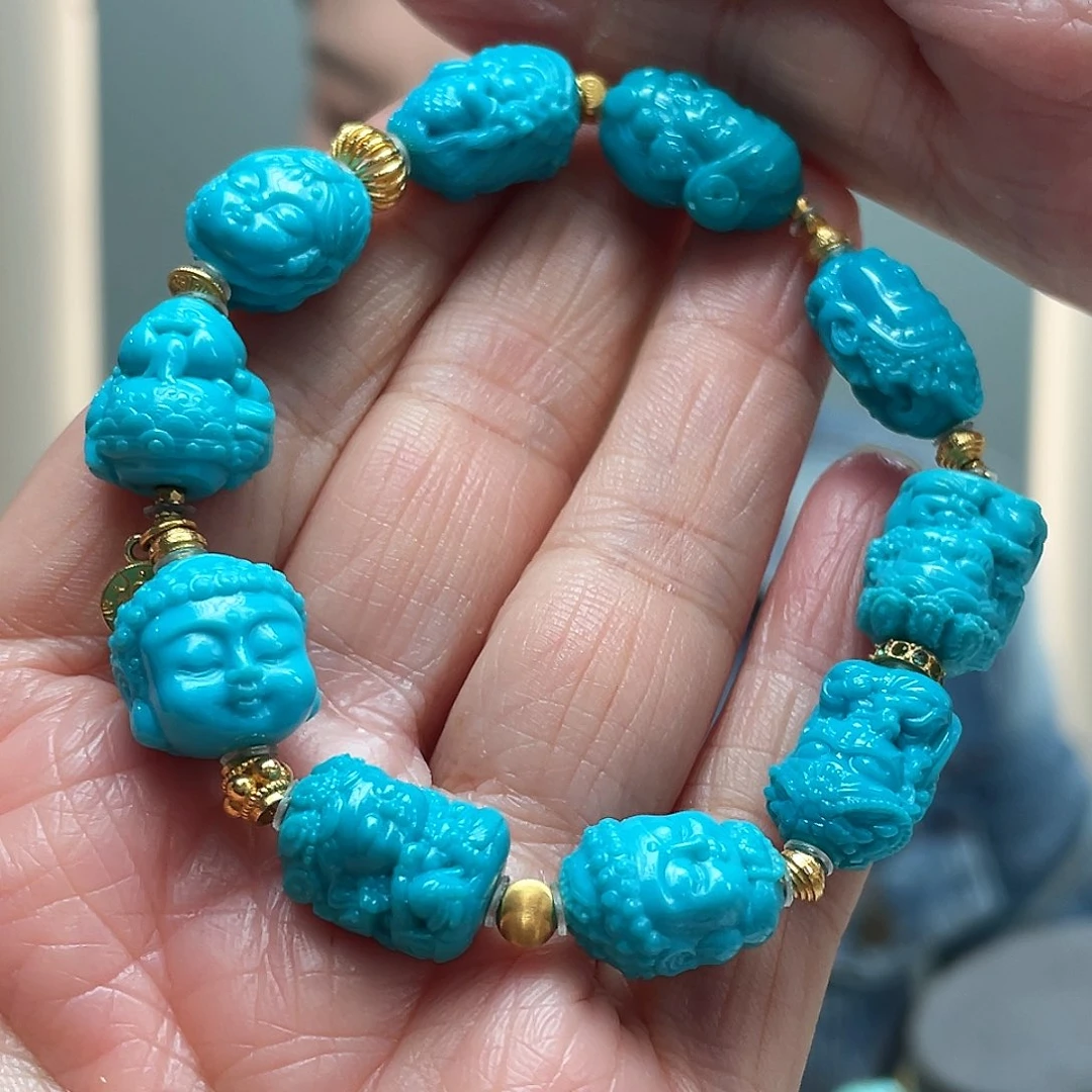 绿松石18K金镶嵌颈饰