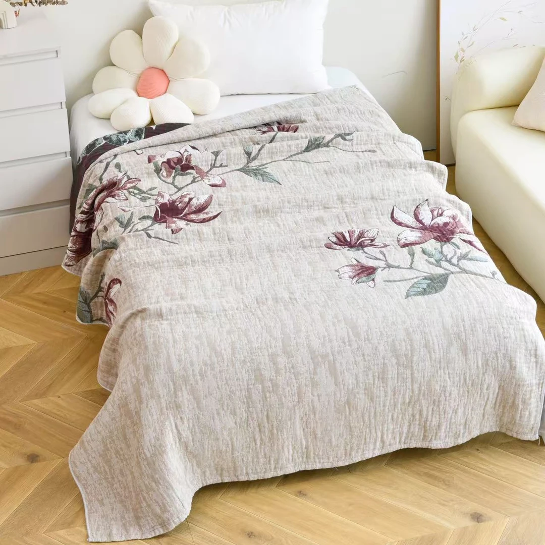 【胭脂 床盖毯】1.5X2米 高奢轻奢 麻 单人四季多功能床盖毯
