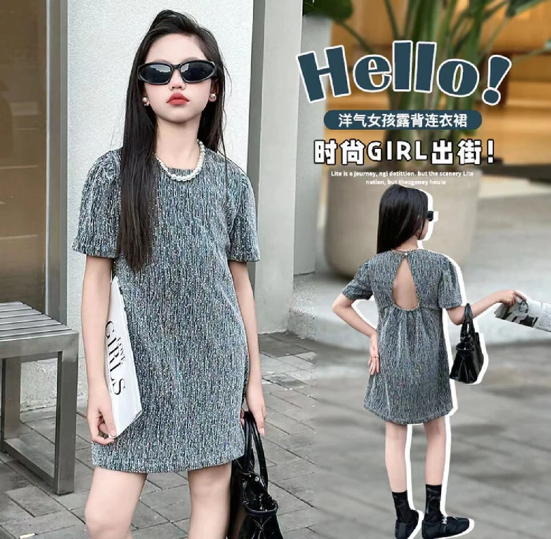 614女童夏季洋气露背连衣裙