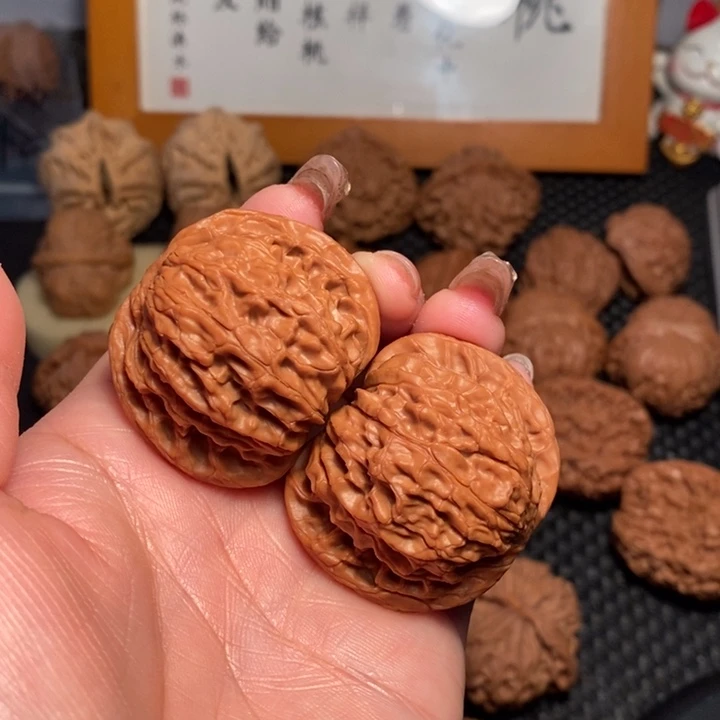 文玩核桃把件阿****杖41磨盘