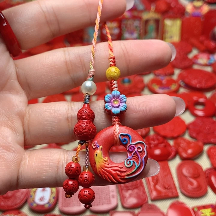天然辰砂工艺品朱砂手机坠