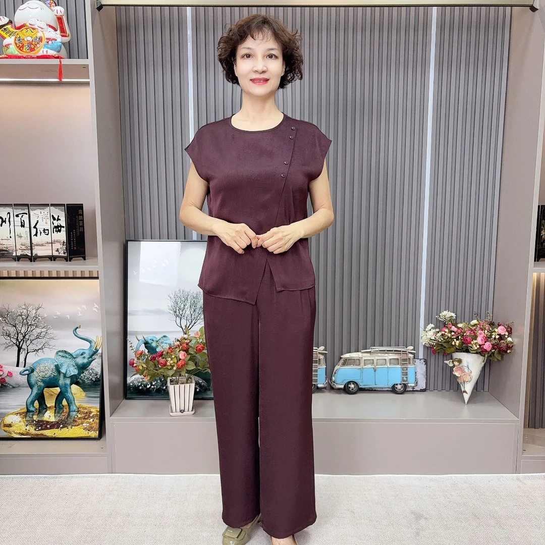 【LU-JIE 98】妈妈装中老年女装气质优雅女人休闲时尚纯色净板套装