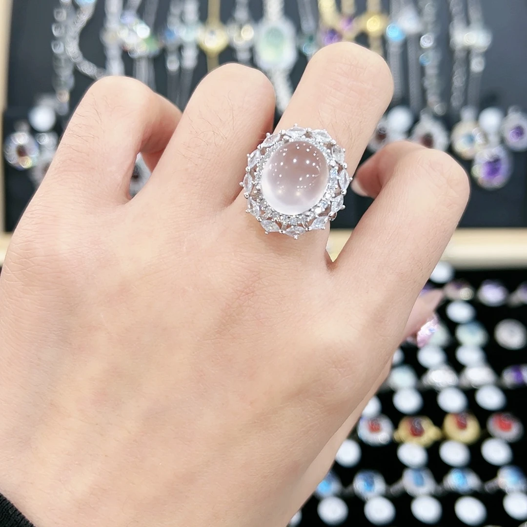 烟晶手链银S925镶嵌天然