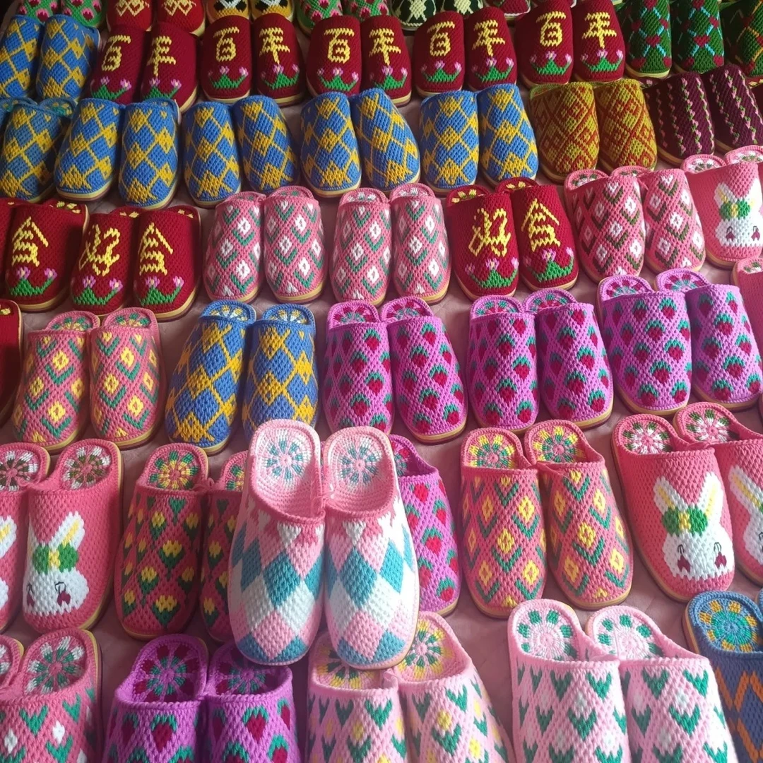 春秋拼色包头拖冬季缝制鞋婚庆耐磨鞋拖防滑保暖冬天