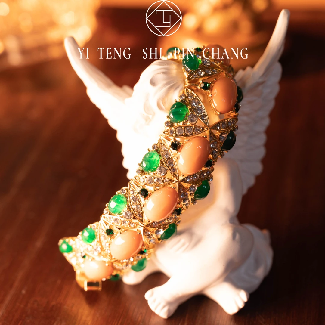 铜合金琉璃手链 铜合金彩色琉璃镶嵌手链