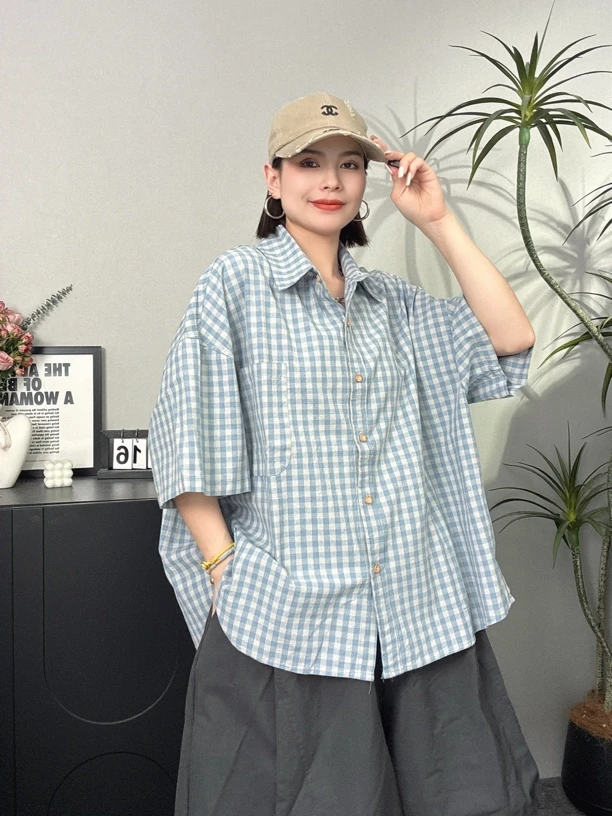 婉倾（格子衬衫）宽松休闲大版衬衫