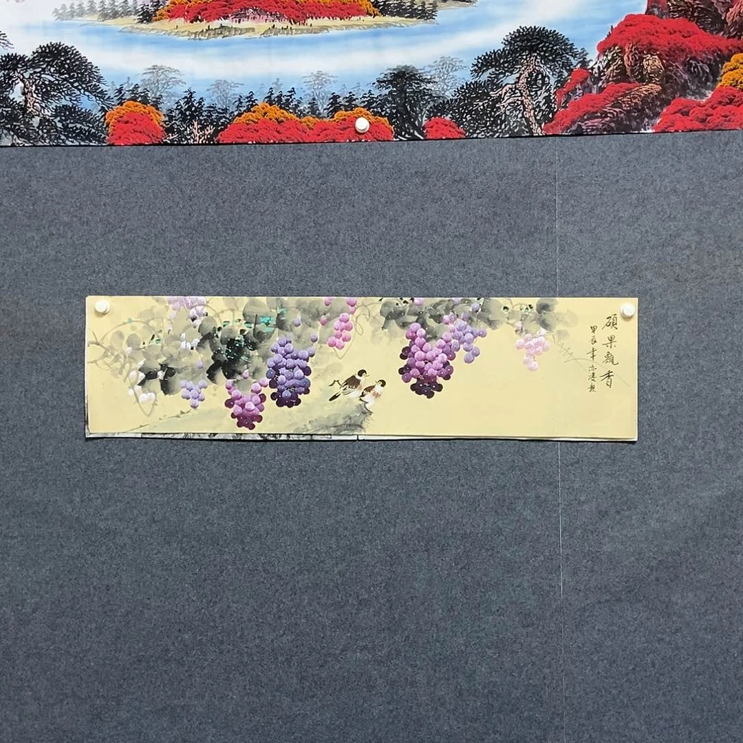 国画四尺对开花鸟一副