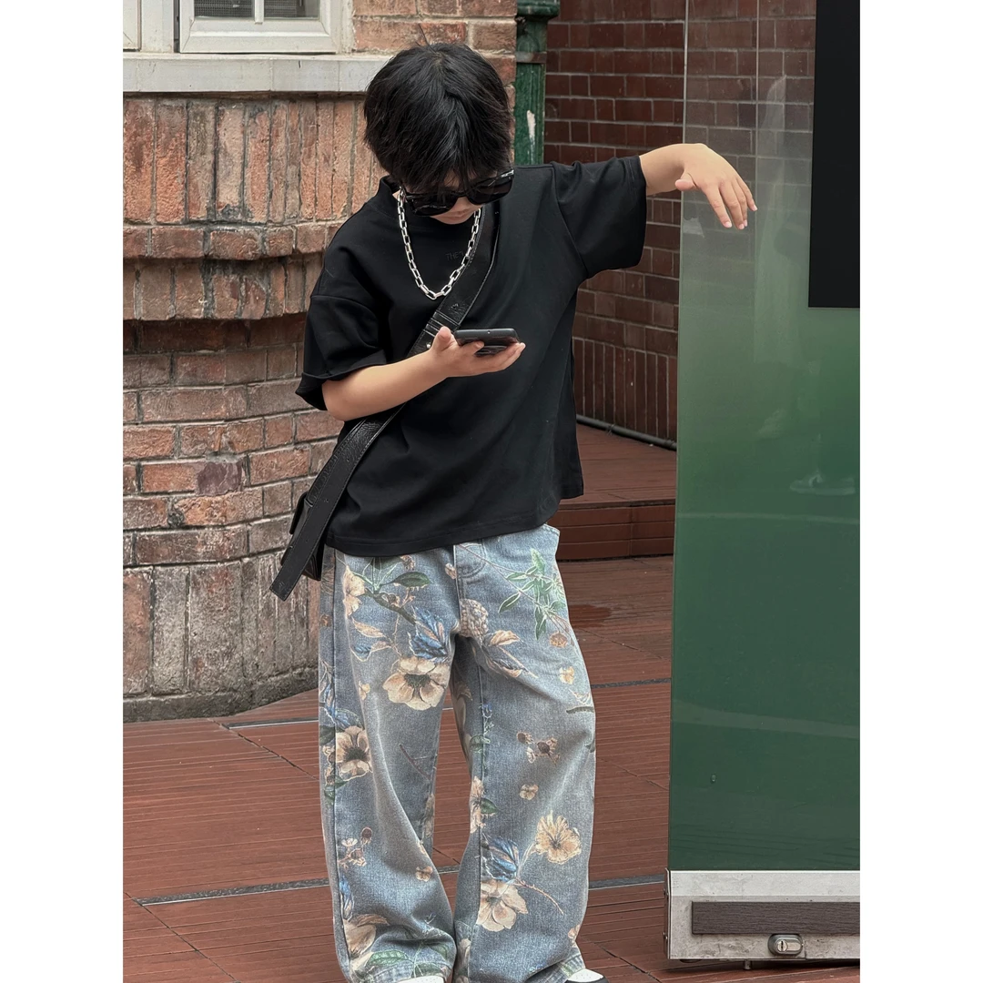 THE LUHAN 【黑T】休闲夏季儿童男童薄款童装夏装体恤24027