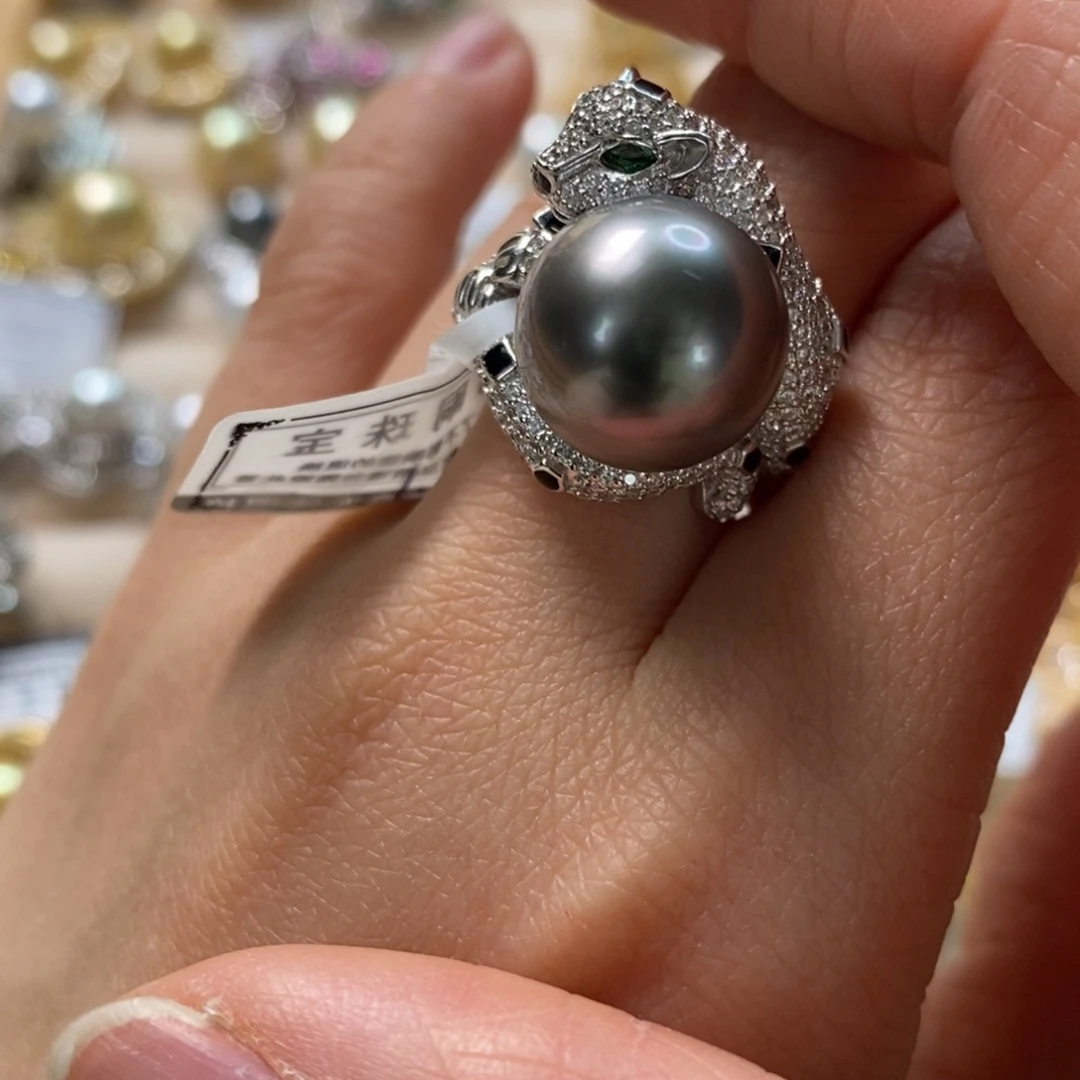 海水珍珠戒圈银S925镶嵌