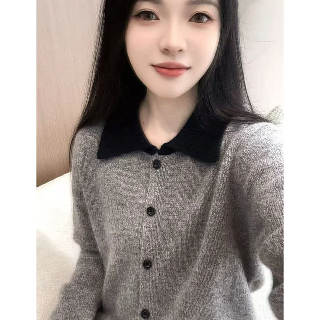 丽丽家~云烟长袖时尚百搭女士翻领纯色开衫上衣