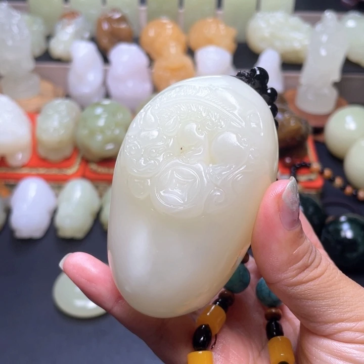 石材方解石手把件