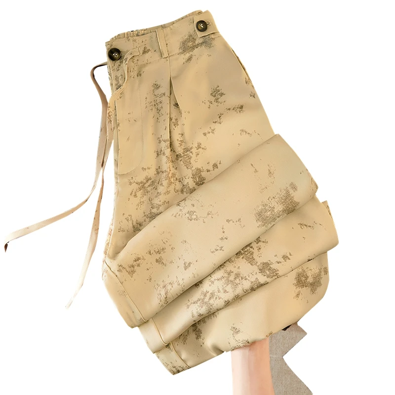 她池2025春游出行夏季流光风高腰垂感长款阔腿休闲裤T51B0273K