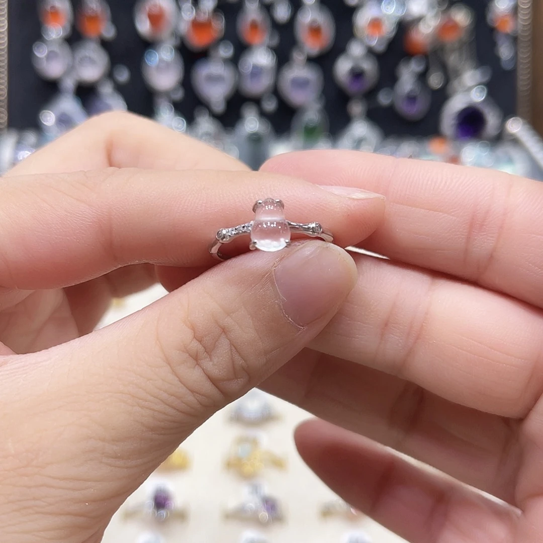 银S925镶嵌岫玉戒指