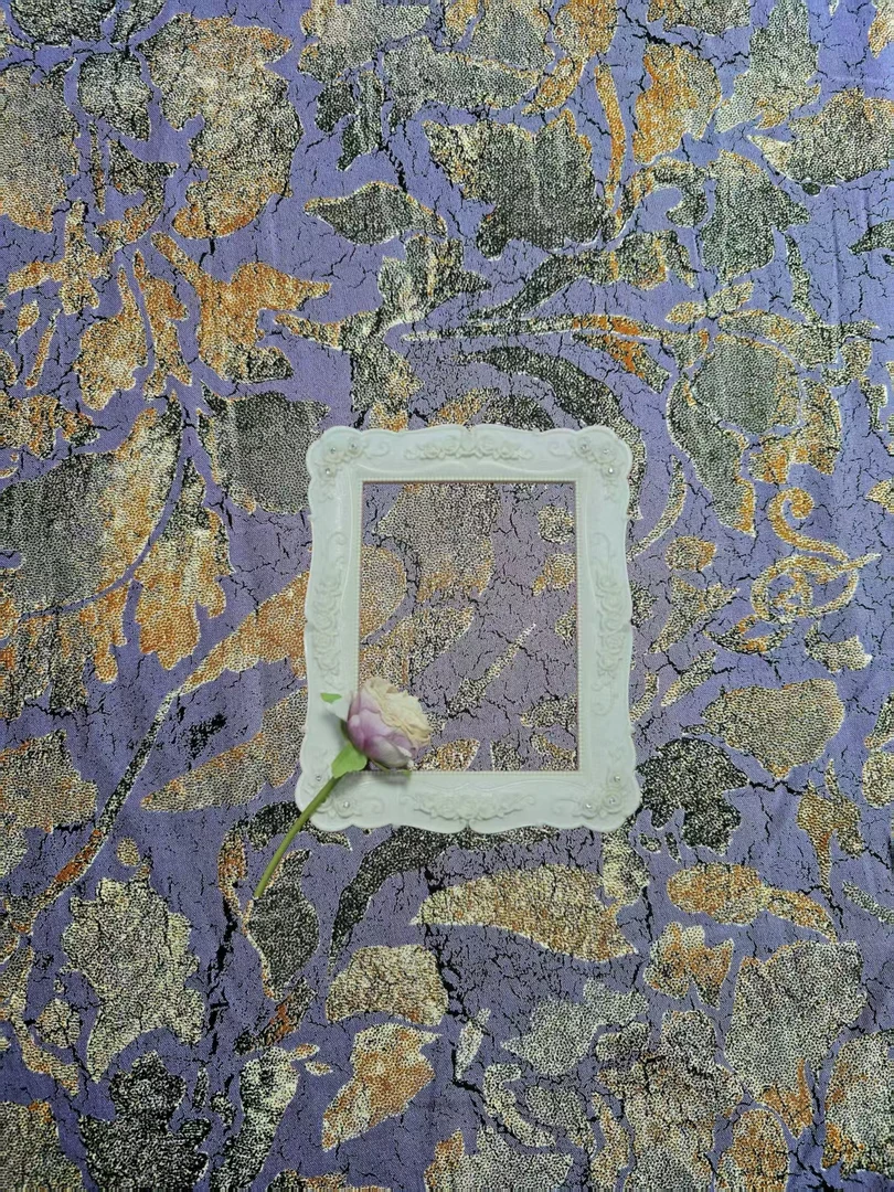 【桔梗紫】新款雕印绵绸布料.NO：6，不支持七天无理由