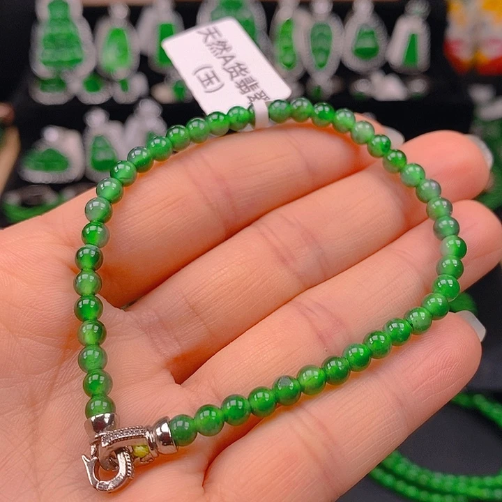 翡翠未镶嵌耳饰天然A货翡翠手链4