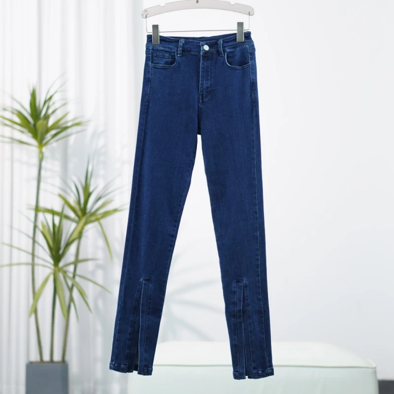 尚系列  S757-5  女装原创设计师紧身开叉牛仔长裤蓝色SS11Y26